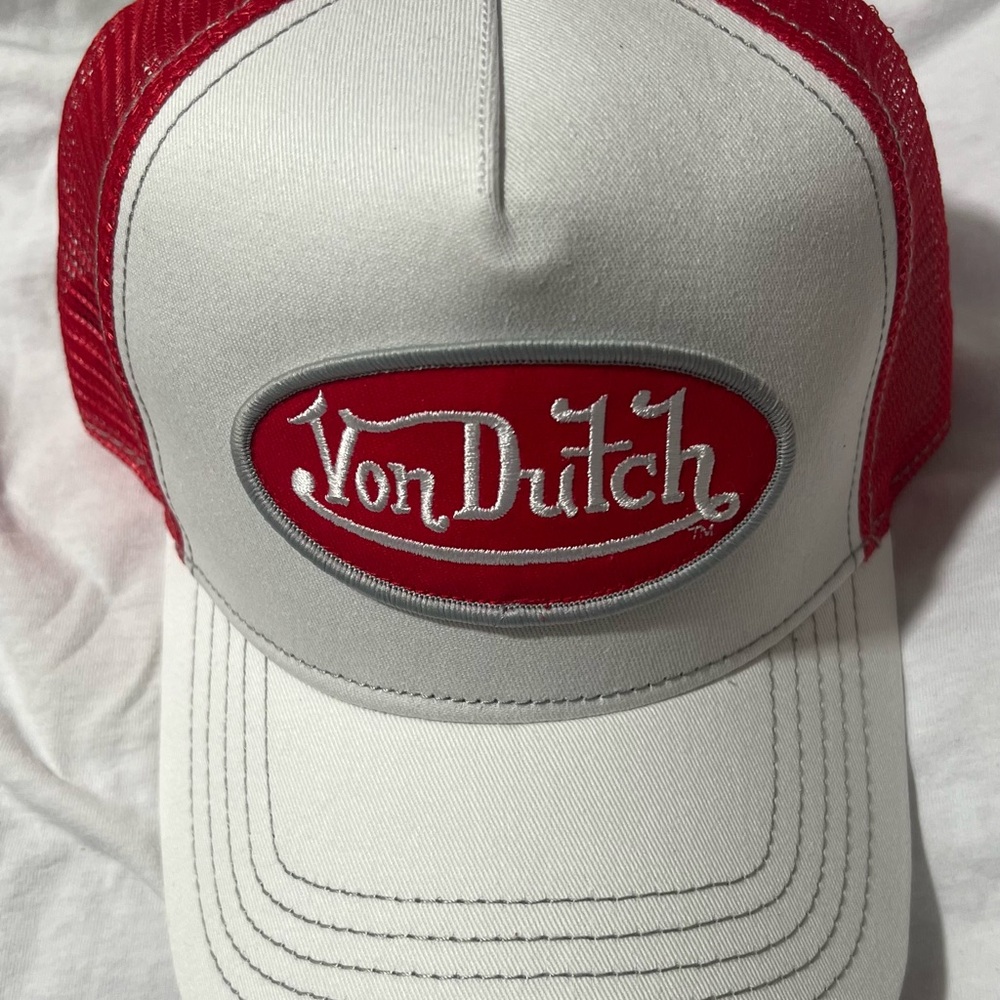 Von Dutch Red and White Trucker Hat NWT Adjustable Strap